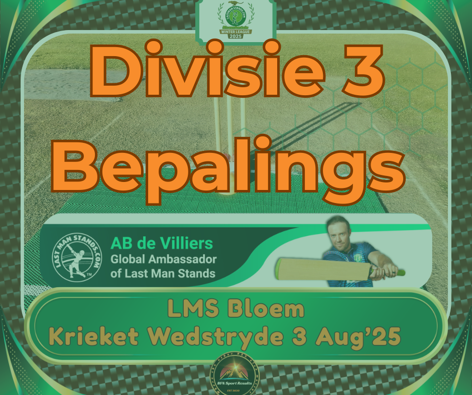 LMS Bloem Div 3 Fixtures 3 Aug'25